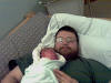 Big Don and Little Don taking a nap in the hospital room where you stay overnight